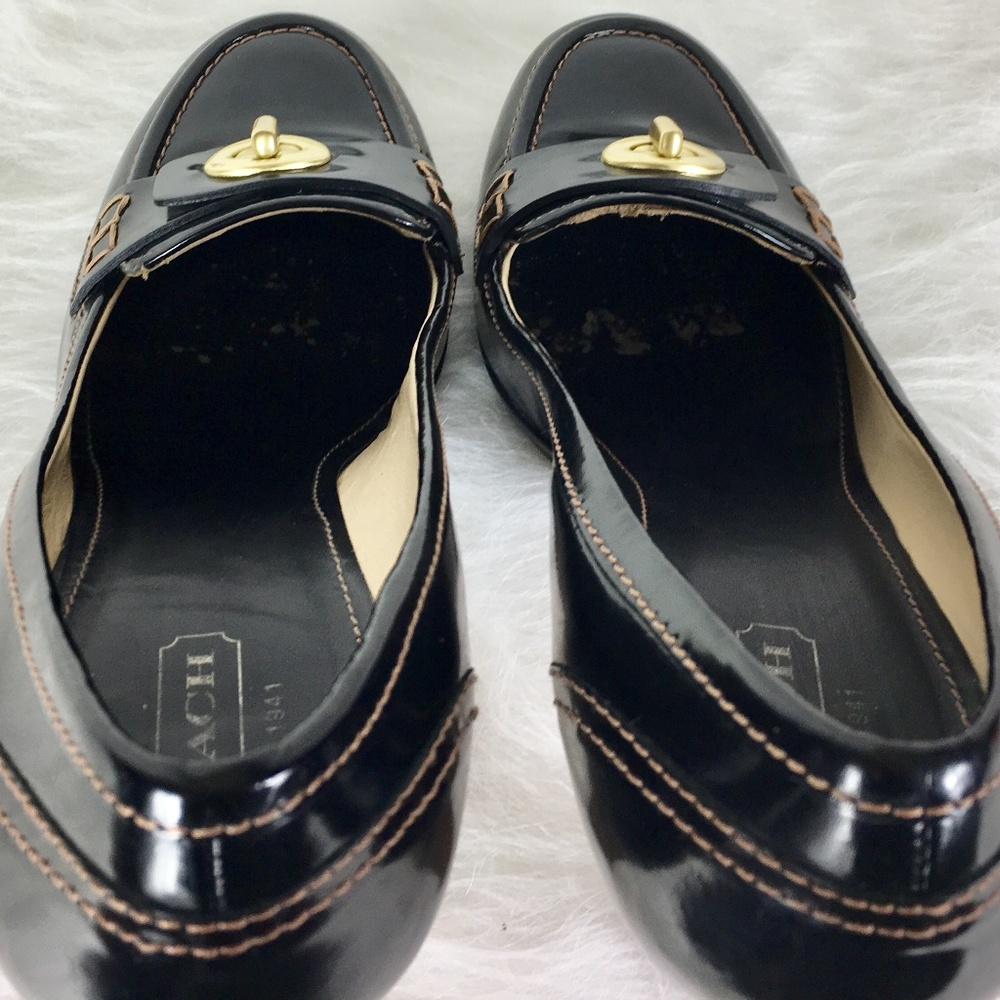 Coach Black Leather Turnlock Loafer Pumps - Picture 6 of 8